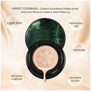 TYAGEN-II Sunisa 3 in 1 CC and BB Water Proof Foundation Concealer Cream with Air Cushion Mushroom