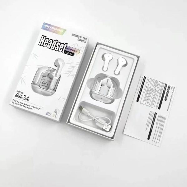 Air31 Earbuds Wireless Crystal Transparent And Bluetooth